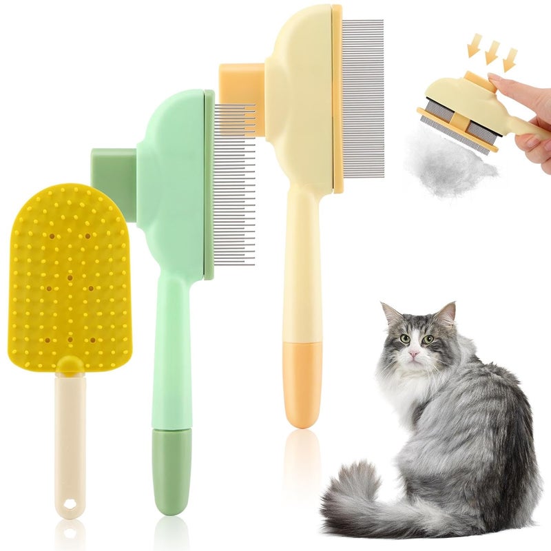 Ranjaner Pet Hair Removal Comb Flea Comb, 3 Pcs Long & Short Stainless Steel Teeth Deshedding Brush, Grooming Pet Hair, Cat Combs for Indoor Cats, Removal Tools - Image 1